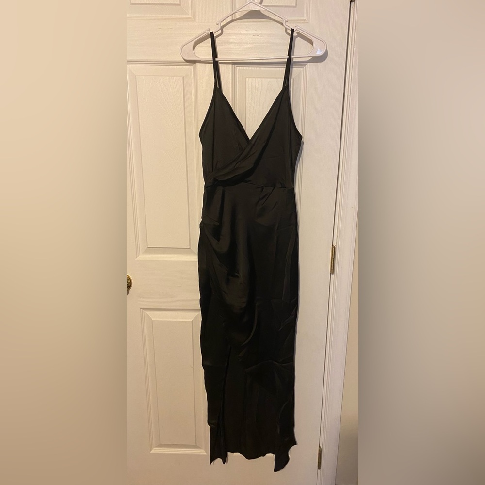 Black satin dress
